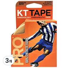 케이티 테이프 프로 스포츠 테이핑 KT TAPE 키네시올로지 손목 무릎 어깨 근육 베이지, 3개
