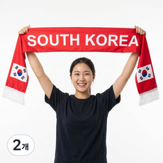 2026 북중미 월드컵 한국 응원 머플러 태극기 축구 응원용품, 2개, 레드 2개, 레드