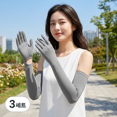 융풍 여성 장갑형 팔토시 손등커버 손목오픈 쿨토시 햇빛가림 운전 골프 등산 자전거용, 3세트, 다크 그레이