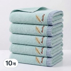 [재고 정리 세일] 호텔수건 호텔 수건 40수 수건 집들이선물 세면 타월 정교한 자수 타월, 10개, 개라이트카키