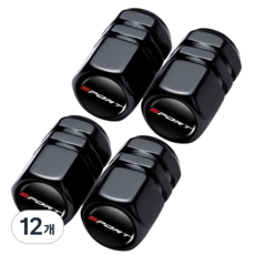 자동차 타이어캡 에어캡 밸브캡 원형 SPORT, SPORT-블랙Black, 12개