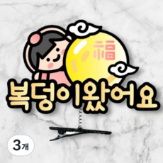 디아나로웰 추석 설날 명절 머리핀 토퍼 명절준비, 3개, 복덩이왔어요 여아