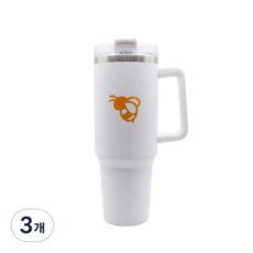 비네트워크 Bee Network 대용량 텀블러 차량용 컵홀더 보온 보냉 스테인리스 빨대 텀블러, 3개, 1.18L, 매트 화이트