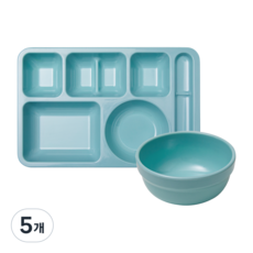 [식판의 고수] 미니 한식식판 + 미니 한식볼 SET (7 colors), 5개, 에메랄드 민트