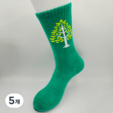 무스마운틴 럭키트리 기능성 등산양말 트레킹 바닥두꺼운 스포츠 런닝 여성 남성 양말 선물, 5개, 그린