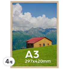 olivet 모노치 프레임 홈 인테리어 액자 PVC A3, 4개, 원목색