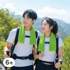 스포츠 아이스 냉감 쿨 타올, 6개, 그린