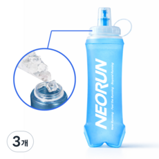 네오런 와이드입구 러닝물병 소프트 플라스크, 3개, 500ml, 라이트 블루