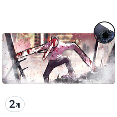 루미팝 체인소맨 게이밍 마우스 장패드 800x300mm, 2개, B타입