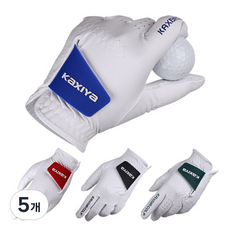 카시야 마카롱 칼라 와펜 남성용 콤비양피 골프장갑, 블루, 5개