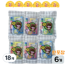 달콤구디 KC인증 구디백 은행놀이 + 알록달록색연필 + 체크지퍼백 + 스티커 완포장, 18개, 혼합색상