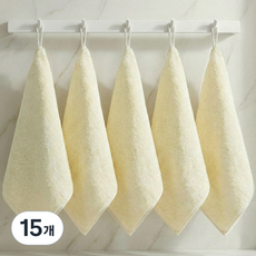 쉬라즈리빙 더소프트 40수 코마사 고리 핸드타월 65g, 15개, 크림옐로우