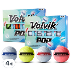 [VOLVIK] 볼빅 뉴 팝 퍼팅 트랙 골프공 1더즌, 화이트, 12개입, 4개