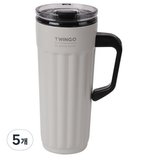트윙고 플리츠 진공 머그 텀블러, 진공핸들머그, 화이트, 5개