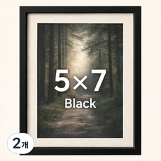 하스몰 전시용 고급 우드 인테리어 매트지 액자 프레임, 2개, 블랙
