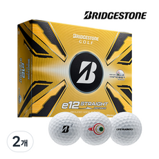 [브리지스톤] 신상품 E12 Straight Ditance 3피스 골프공, 화이트 유광, 12개입, 2개