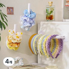 롤링페이퍼 다용도 머리끈 머리띠 보관 정리대 거치대, 화이트, 4개