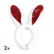 피플스파티 스팡클토끼머리띠 3개입, 2개, 레드
