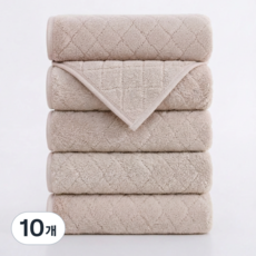 Ahomeone 고급 수건 도톰 부드러운 먼지없는 호텔수건, 브라운, 10개