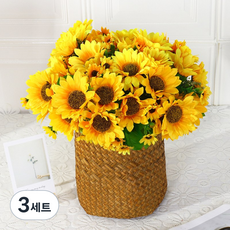 레디박스 조화 골드 해바라기 꽃 26송이, 옐로우, 3세트
