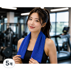 3초 냉각 아이스 쿨타올 / 얼음 냉감 스포츠타월 / 닿자마자 얼음찜질 냉수건 / 쿨링 타월 끝판왕, 블루, 5개