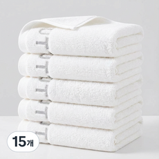 융풍 수건 호텔수건 60수 고급수건 절묘한 편지 자수 타올, 흰색, 15개