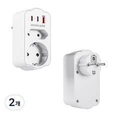 KOSHARE 5in1 벽꽂이 확장 콘센트 2접지구 2C1A PD고속충전 멀티탭 소형 공간절약 원룸 여행용 동시충전 충전소 KE220, 2개