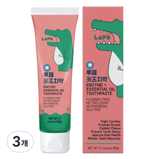 루페 키즈치약 무불소 자연원료 효소 천연 계면활성제 충치예방 안전한 주니어 어린이 아기 치약, 3개, 60g
