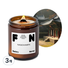팩토리노멀 갈색병 우드심지 소이캔들 대형, 나그참파, 210g, 3개