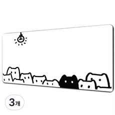 게이밍 장패드 고양이 캐릭터 마우스패드 방수코팅 400X900X3MM, 3개, 흰색