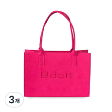 Bdoit 데일리백 답례품 선물 포장 가방 가벼운 부직포 펠트백, 3개, 핫핑크