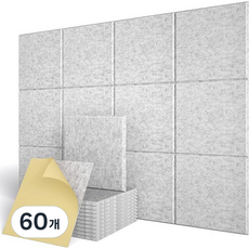 티지피 접착형 흡음판 방음판 벽 현관문 방음판 30cm x 30cm, 60개, 그레이
