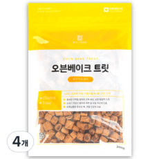 오븐베이크 트릿 강아지 간식, 4개, 200g, 닭고기&참치