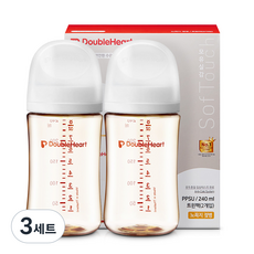 더블하트 모유실감 3세대 PPSU 베이직 젖병 트윈팩, 제뉴인화이트, 240ml, 3세트