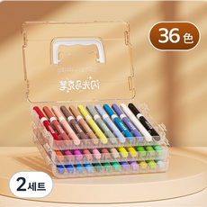 [시스슈] 다용도 소프트 팁 글리터 드로잉 마커 펠트 물감 펜, 2세트, 36색