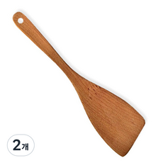 안전하고 위생적인 요리 전용 나무 뒤집개, 2개, 베이지