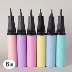 헬퍼샵 파스텔 풍선펌프 튜브 공 볼 바람주입기, 6개, 파스텔톤 6종 색상 중 랜덤발송