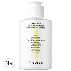 바쿠치올 엔자임 파우더 비타민C 클렌저, 3개, 40g