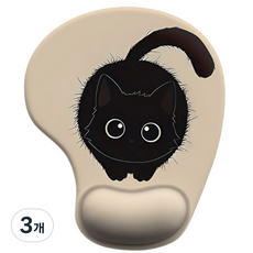 MDC 귀여운고양이 마우스패드 / 일체형, 3개, 베이지