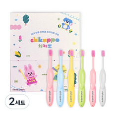 100%국내생산 치카뽀 아기 유아 칫솔 2단계 영유아 24개월 두돌 2세 영아 부터, 2세트, 6개입, 파스텔