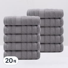 록신 데일리 수건 세면타월 코마사 110g 30수, 20개, 그레이