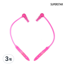 슈퍼스타 코드부착형 실리콘 코드 귀마개(이어플러그) SSE200 분실방지, 핑크, 3개