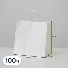 고급 화이트 종이가방 크라프트 튼튼한 쇼핑백 무지 선물 미니 종이쇼핑백 인쇄 제작 어젠다, 100개, 고급 화이트 특대(28x15x28)