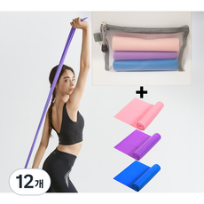 마티나포레 필라테스 요가 라텍스 밴드 3종 세트, 12개, 핑크,퍼플,블루