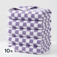 융풍 수건 호텔 수건 포근한 부드러움 체크 패턴 수건으로 행복한 시간을, 10개, 보라색