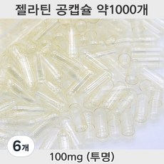 공캡슐 약1000개 젤라틴공캡슐 젤라틴 빈캡슐 알약캡슐 공캅셀 가루약캡슐 약캡슐 알약, 6개, 100mg(투명)
