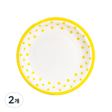 피플스파티 파티접시 라인도트 18cm, 옐로우, 2개, 18개