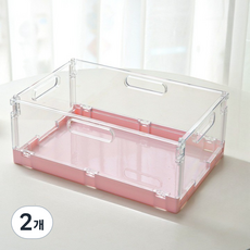 오로라 다용도 접이식 수납정리함 폴딩수납함, 2개, 핑크