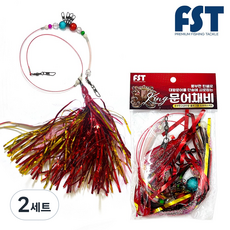 FST 킹 대왕 문어채비 야광 문어낚시 채비 대왕문어 동해 꼴뚜기웜 스커트 피문어 네개입세트, 2세트, 1개입