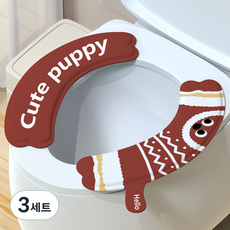 비주얼 고양이 모양 방수 변기커버 2단식 사계절용, 3세트, 방수 변기커버 (레드)